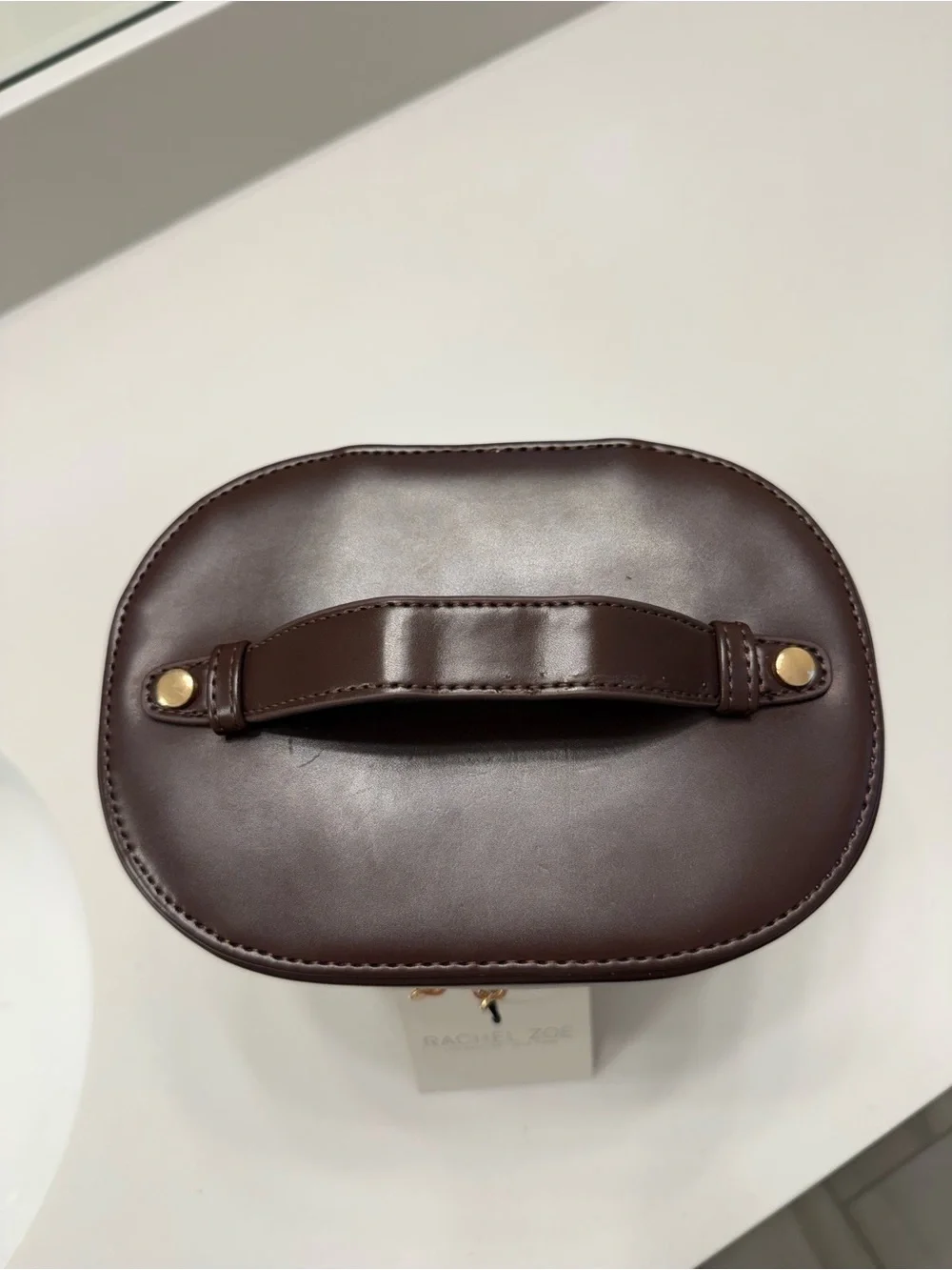 Rachel Zoe Sage Suede and Dark Brown Faux Leather Vanity Case  NWT